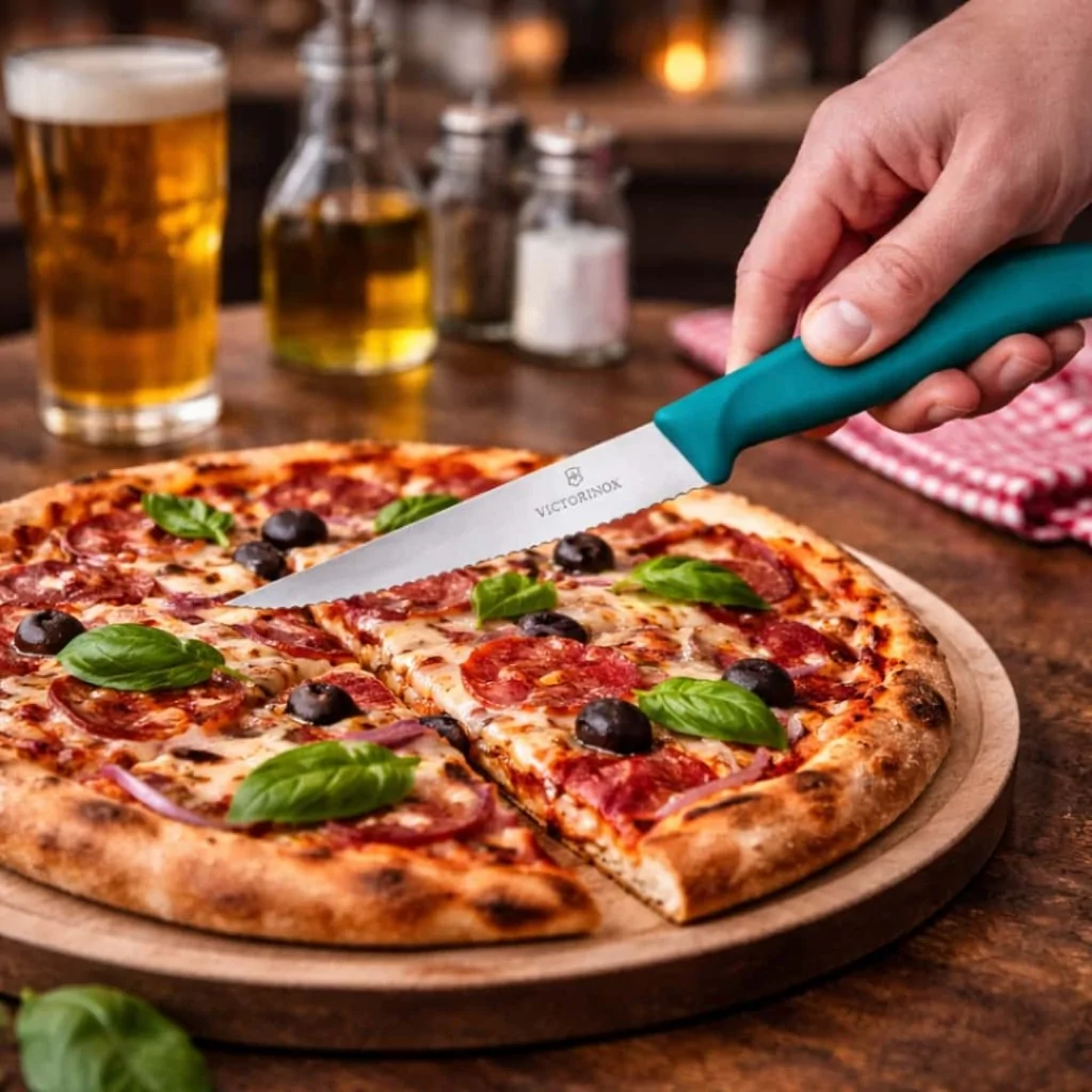 Coltello Pizza Bistecca Ondulato Manico Verde 11 cm VICTORINOX
