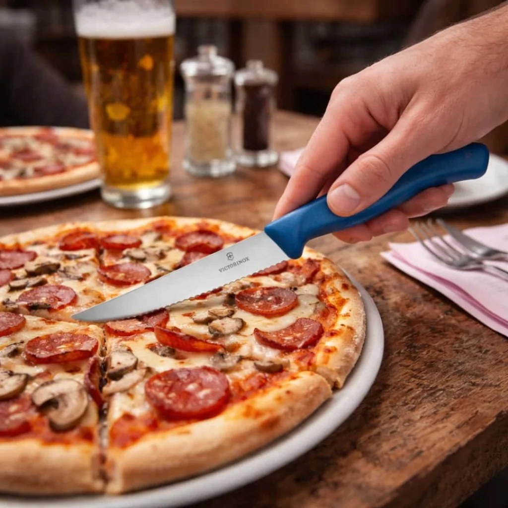 Coltello Pizza Bistecca Ondulato Manico Blu 11 cm VICTORINOX