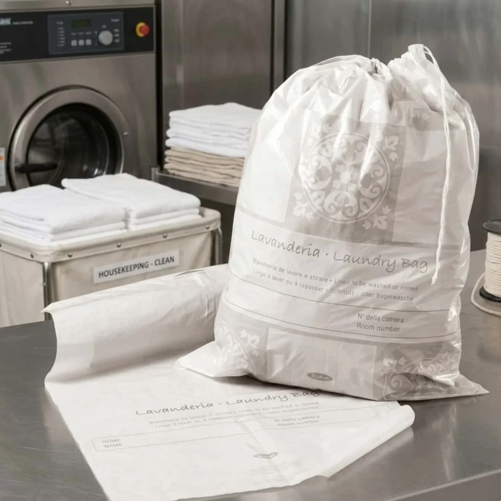 Sacchetti biancheria hotel Acanto per lavanderia professionale — linea cortesia Leone