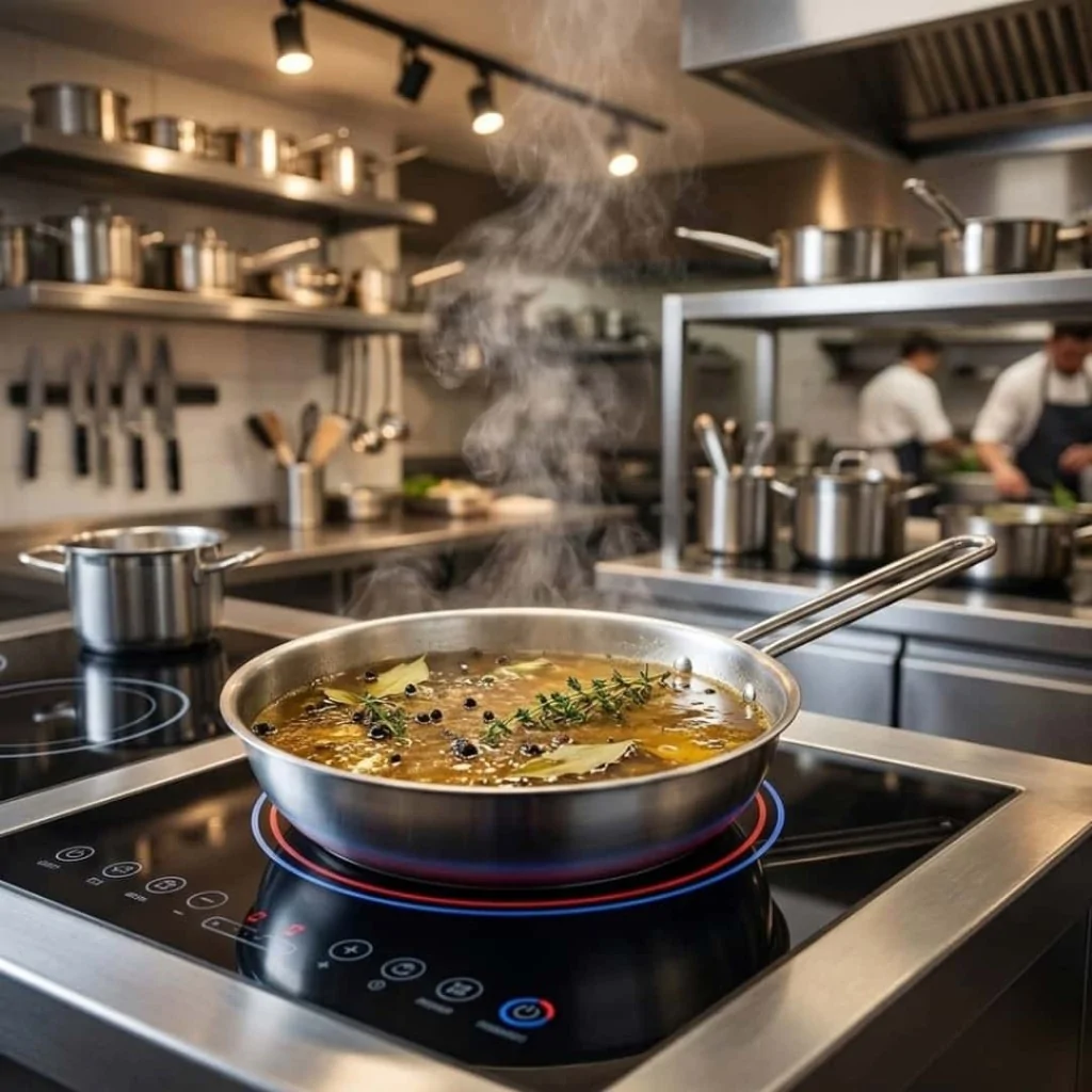 Padella Bassa Acciaio Inox Plus 1 Manico a Induzione Nickel