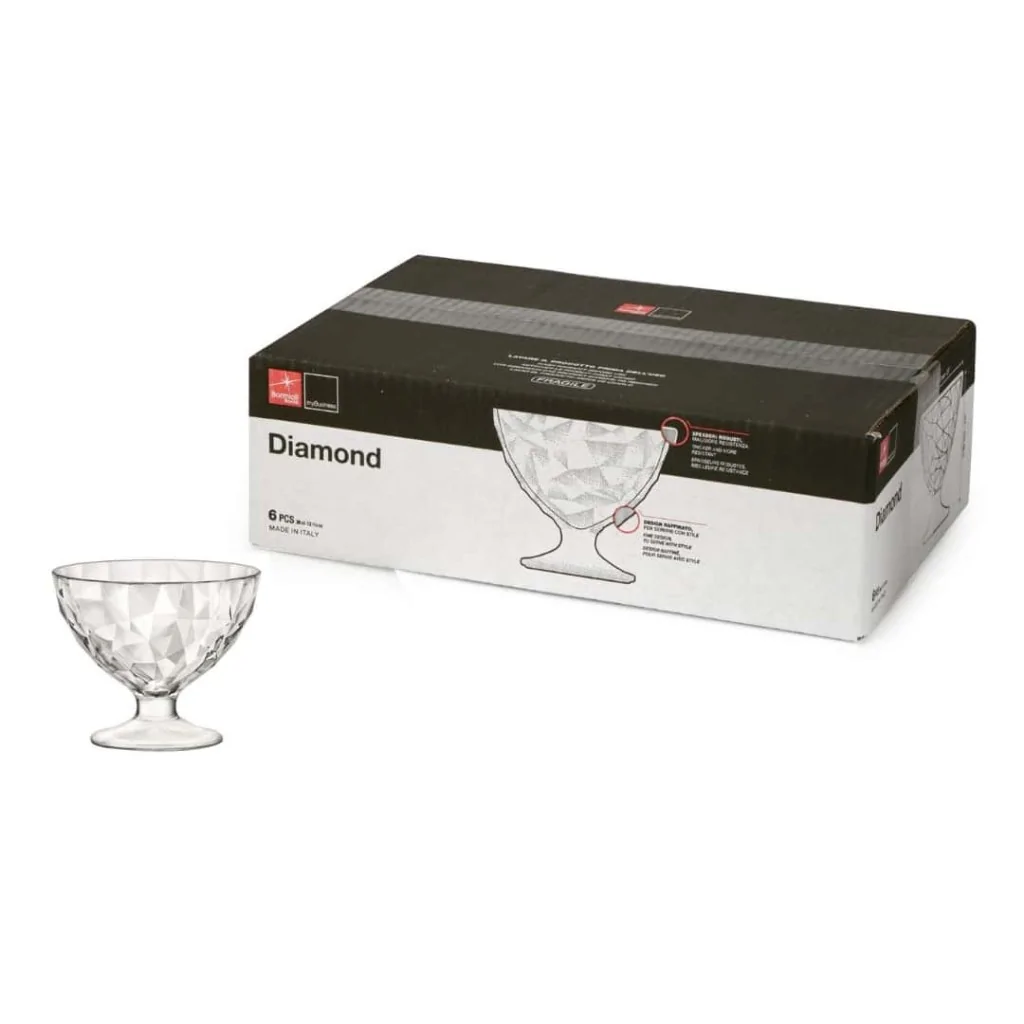 Set 6 Coppe Gelato Diamond Maxi Vetro 36 cl BORMIOLI ROCCO