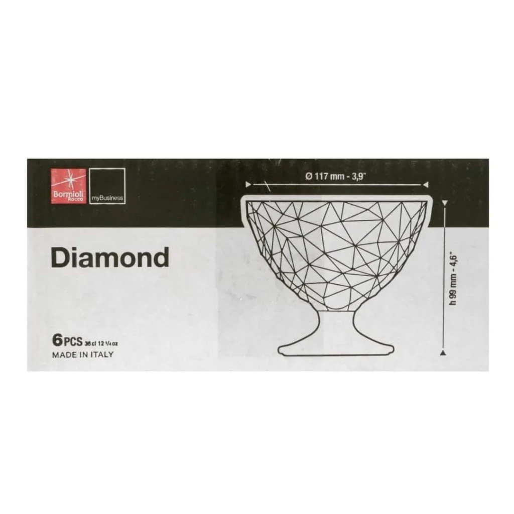 Set 6 Coppe Gelato Diamond Maxi Vetro 36 cl BORMIOLI ROCCO