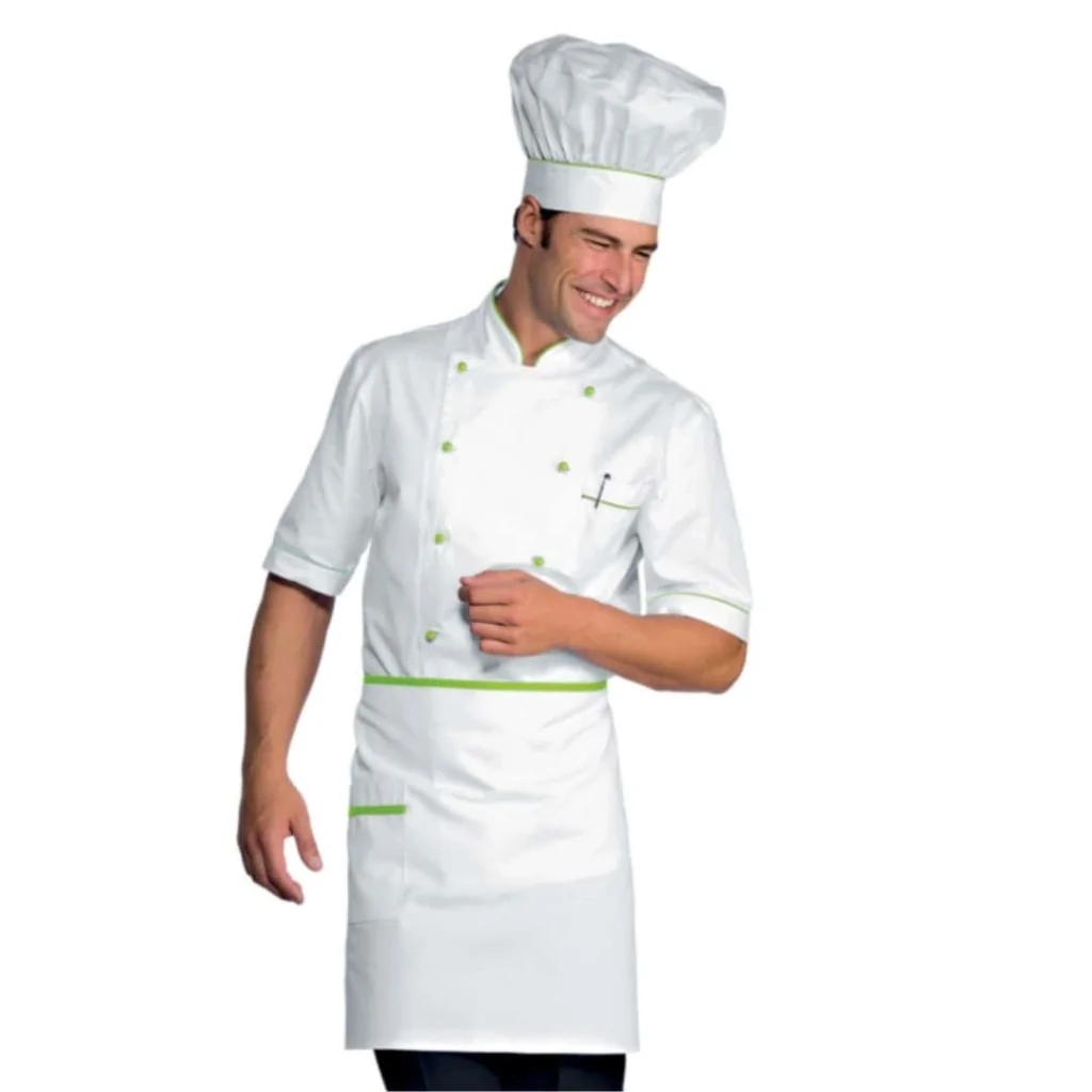 Grembiule Vita Bianco - Profilo Verde 70x46 cm ISACCO