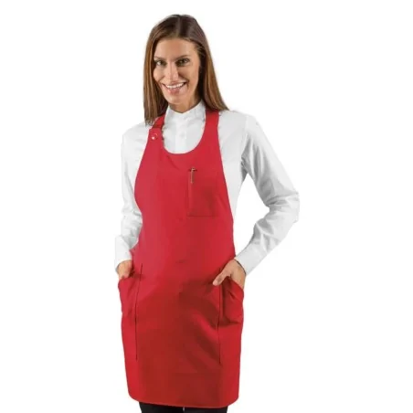 Grembiule Sommelier Short Rosso con Pettorina ISACCO