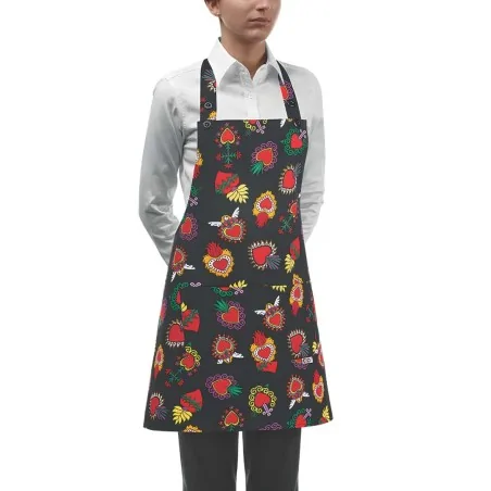 Grembiule Pettorina Short Apron Hearts Nero EGOCHEF