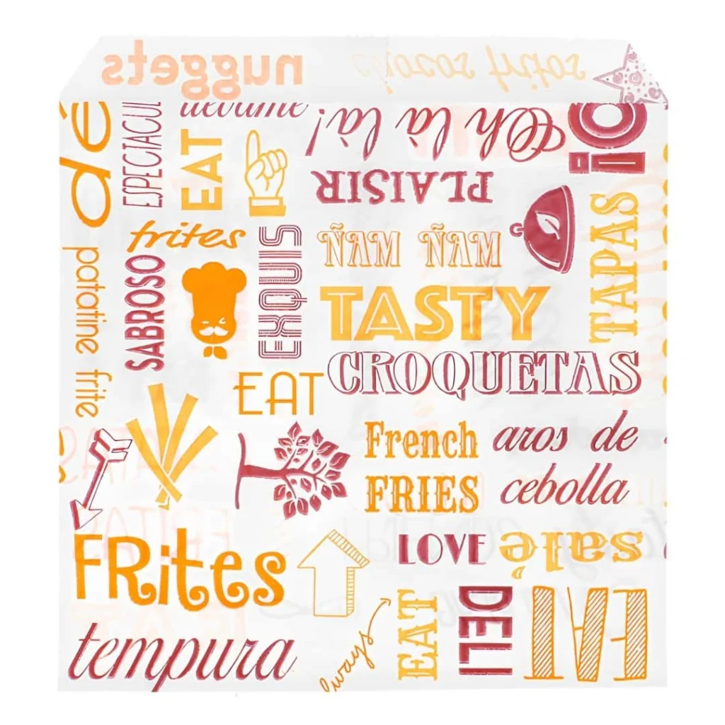 Sacchetti Frittura Parole Carta Antigrasso 12x12 cm 1000 pz