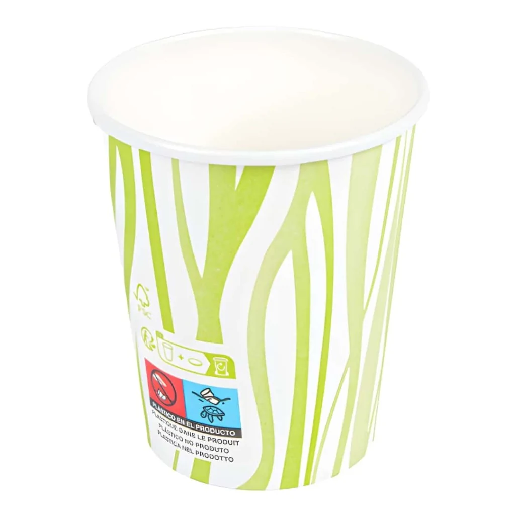 Bicchiere Compostabile Bibita 240 ml 8 oz Bianco Verde 50 pz