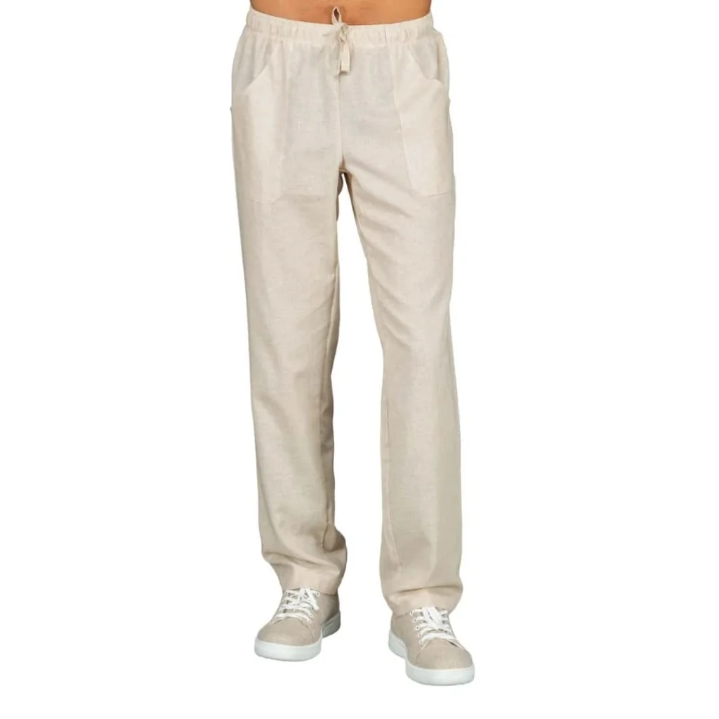 Pantalone con Elastico in Cotone e Lino ISACCO