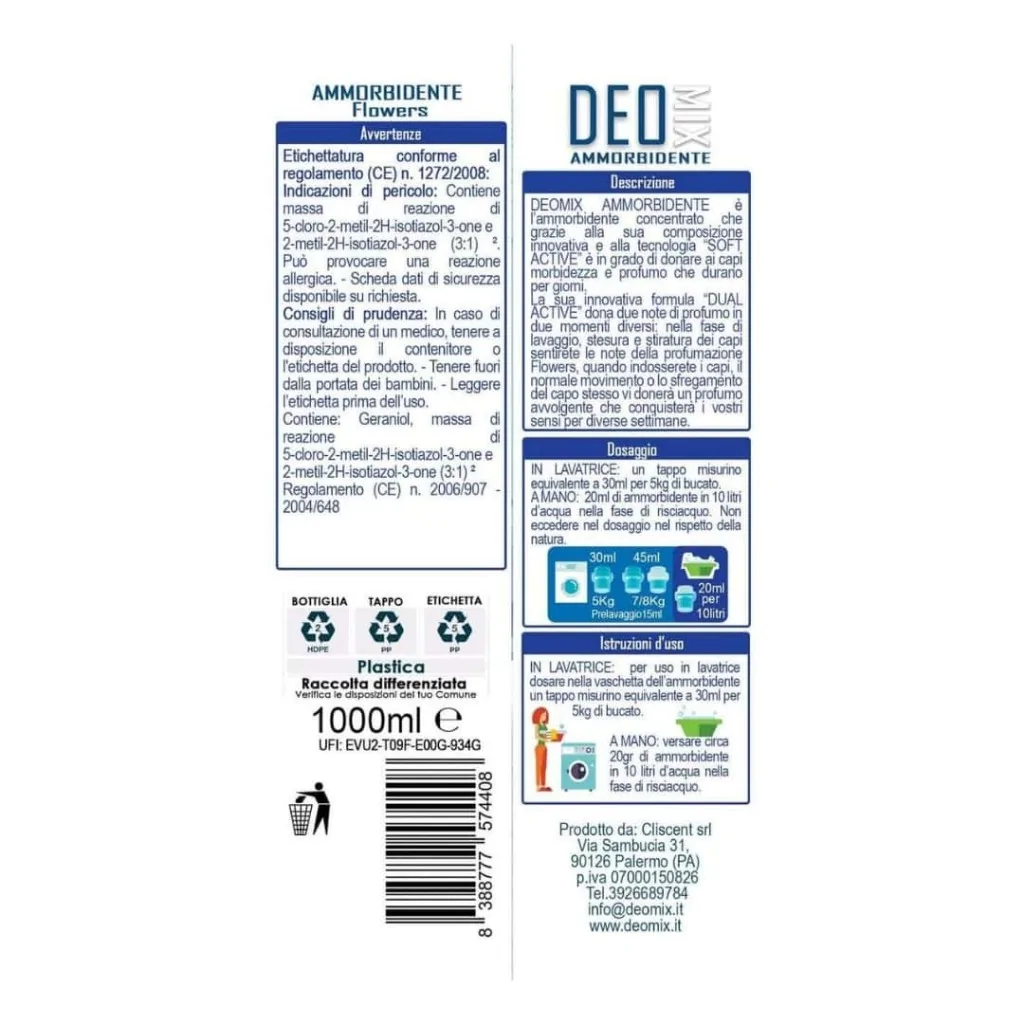 Ammorbidente Concentrato Flowers Fiori di Loto 1 L DEO MIX