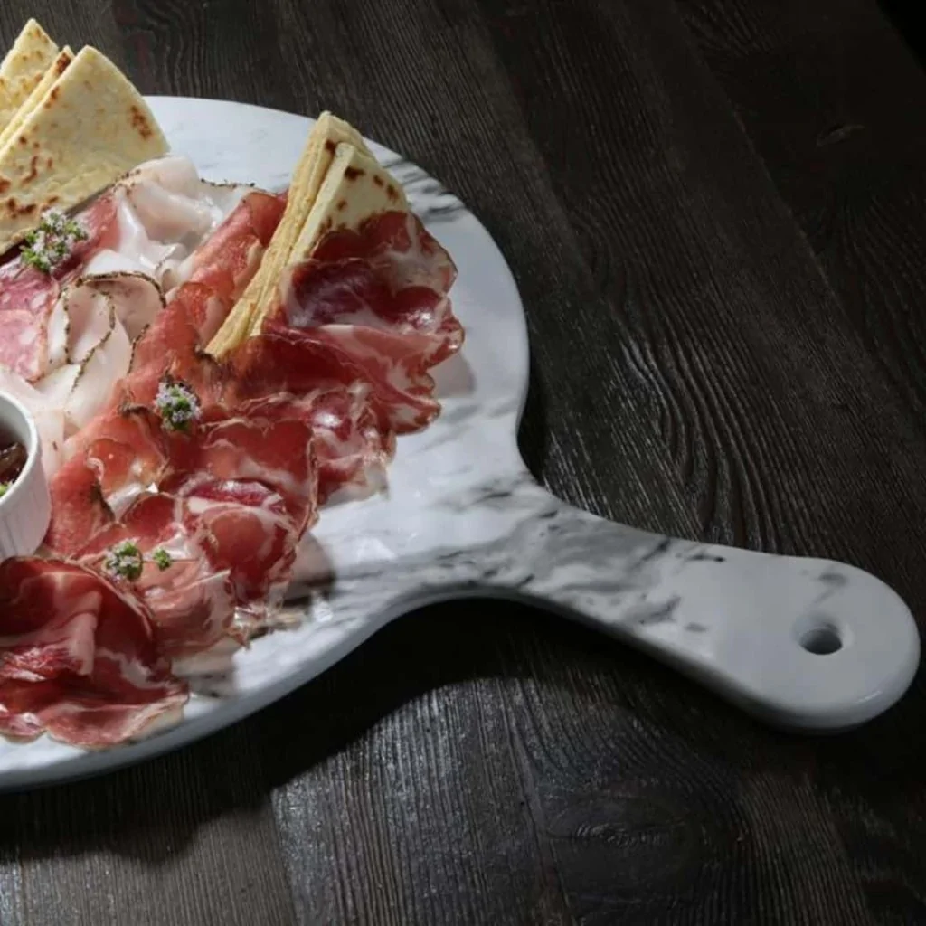Tagliere Tondo con Manico Melamina Marmo 53 cm MEDRI