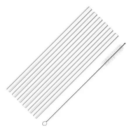 Cannucce Vetro Trasparente Riutilizzabili con Scovolino 6 Pz
