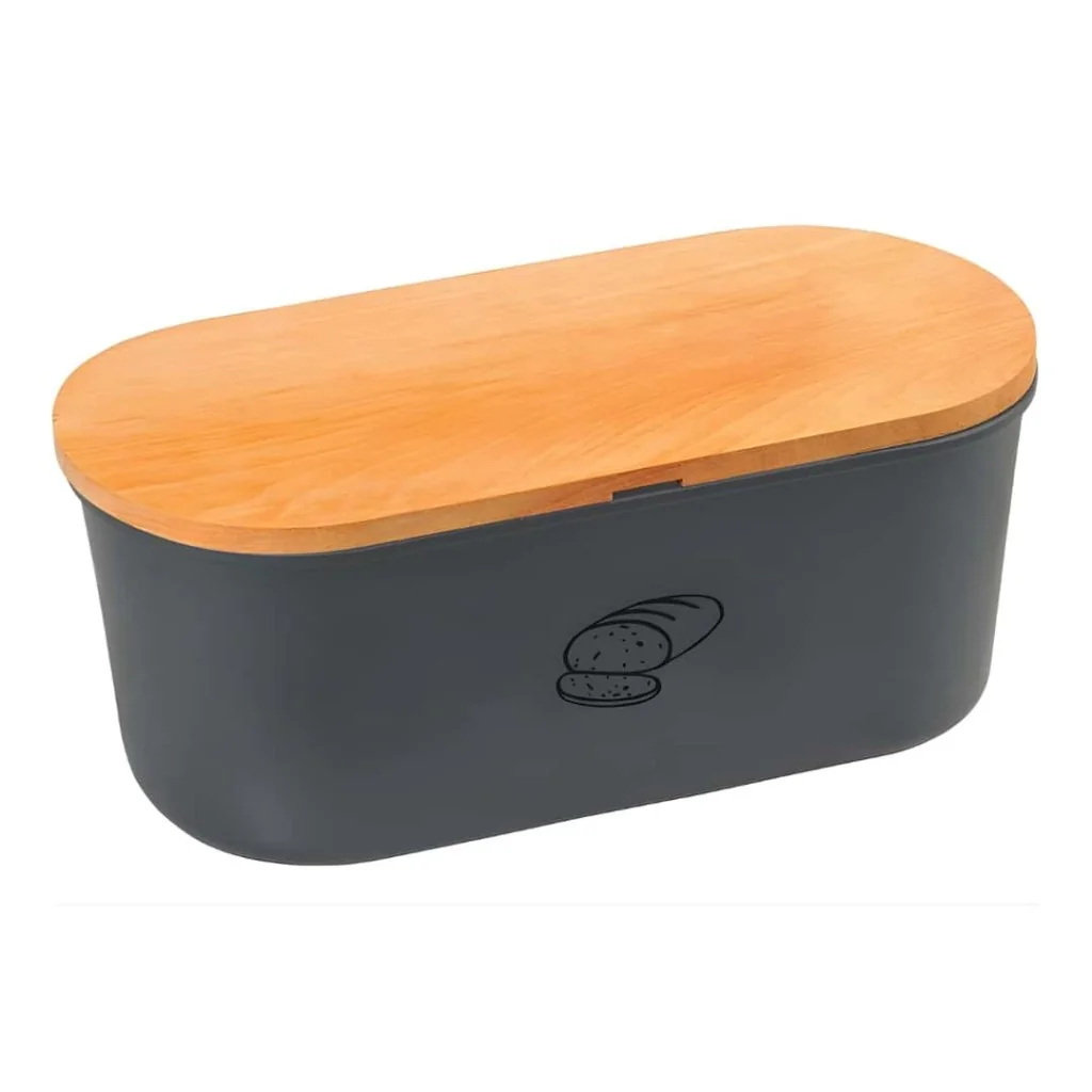 Portapane Ovale Melamina Coperchio Faggio Nero 34x18 cm KESPER