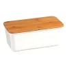 Portapane con Coperchio Tagliere Bambù Bianco 34x18 cm KESPER