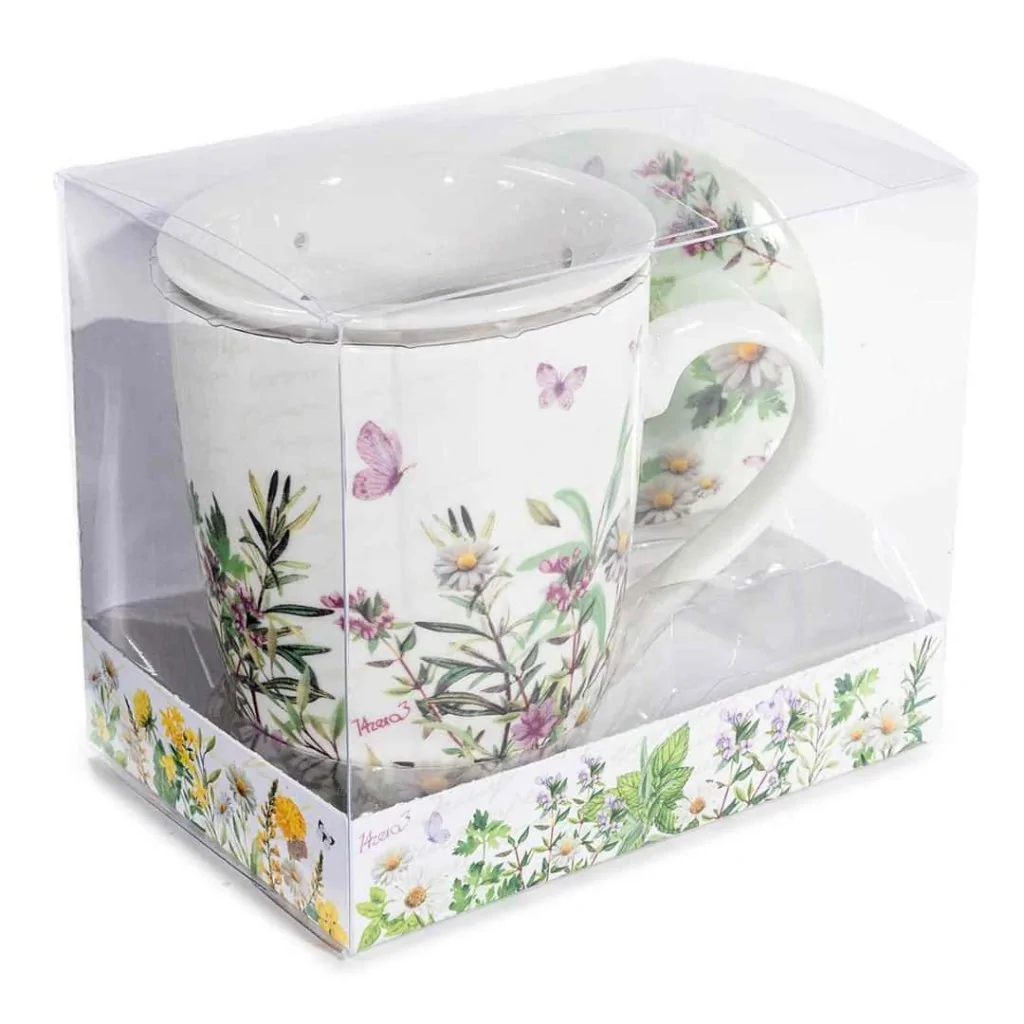 Tazza Tisaniera con Filtro Porcellana 300 ml Fiori ART FROM
