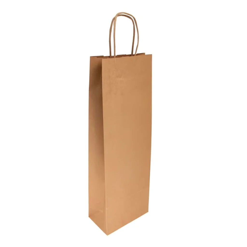 Sacchetti Sos Con Manici 14+8x40 Cm Bottiglia Kraft 10 pz