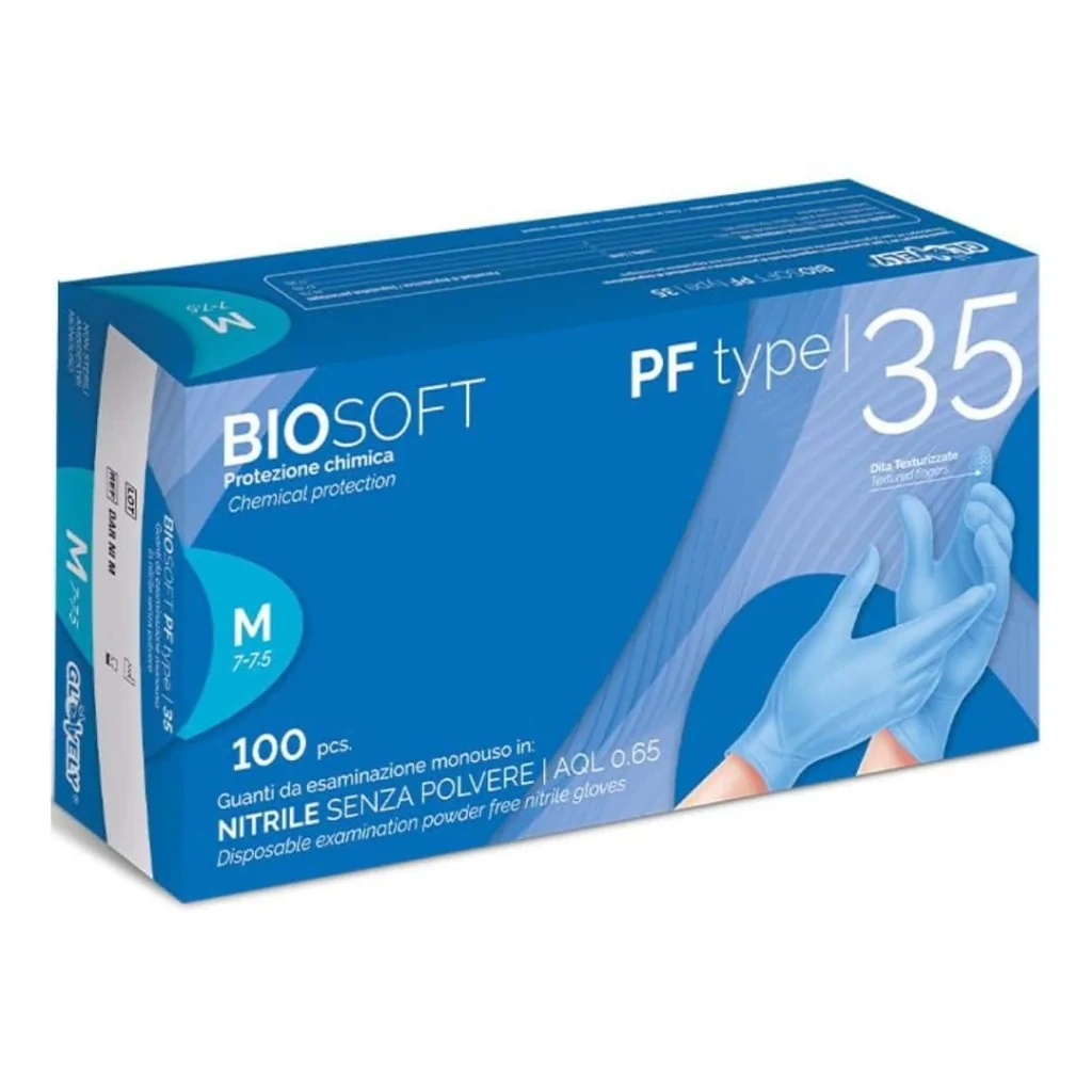 Guanti Nitrile Blu S/polv. 