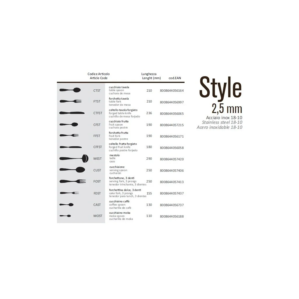 Cucchiaio Tavola Style 21 cm Acciaio Inox 18/10 Salvinelli