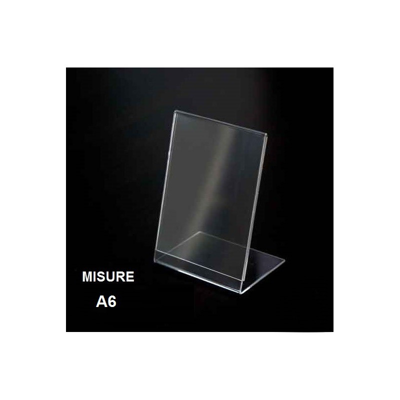 Espositore a L in plexiglass trasparente formato A6 cm Leone