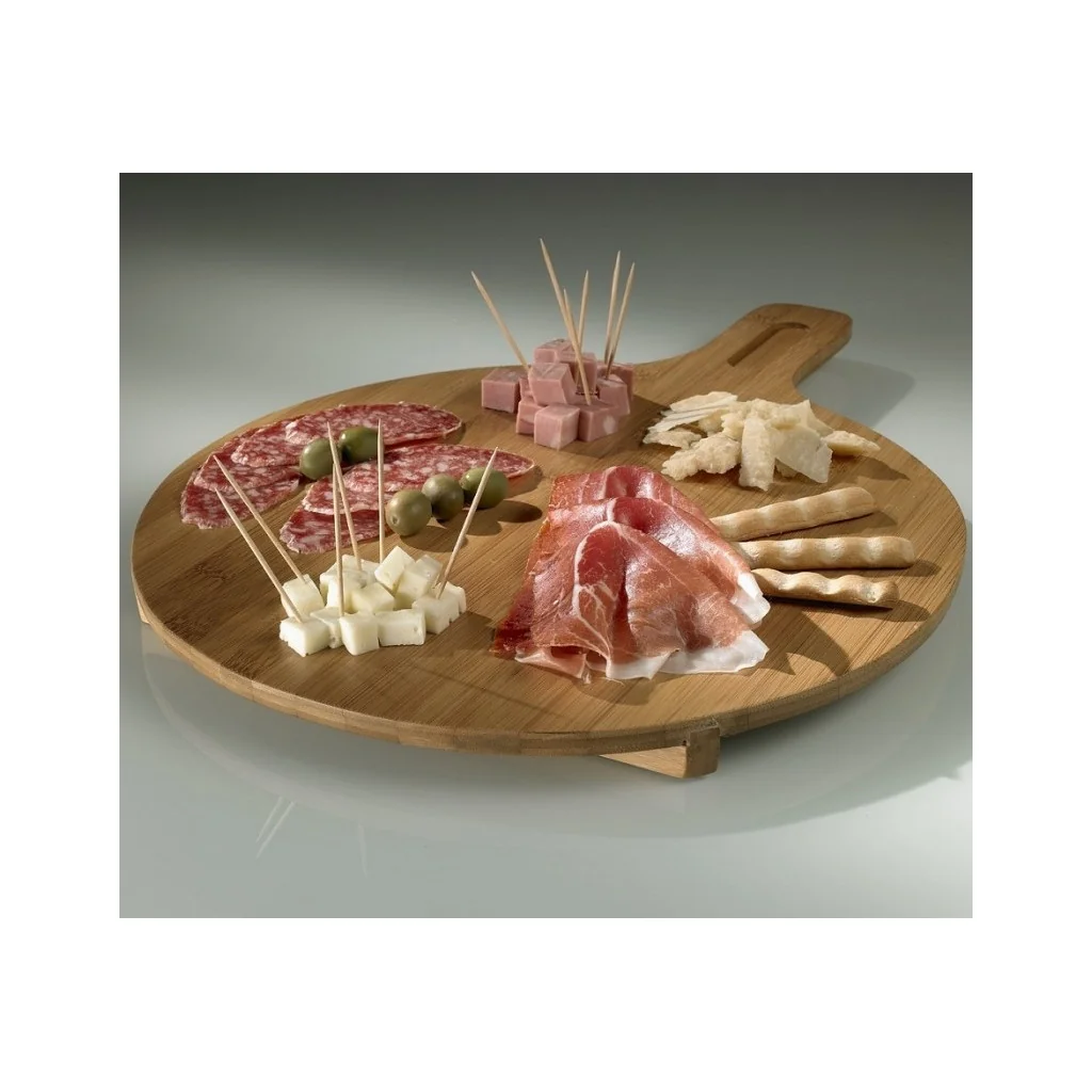 Tagliere Tondo in legno di Bamboo 29 cm con manico Leone