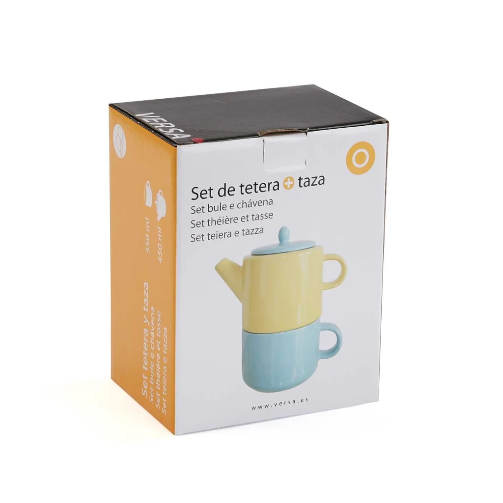 Teiera con Tazza Bicolore Giallo e Turchese Versa
