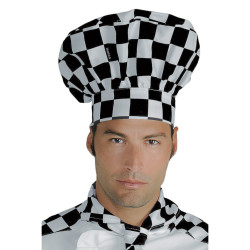 Cappello Cuoco Scacco Bianco e Nero Regolabile in cotone Isacco