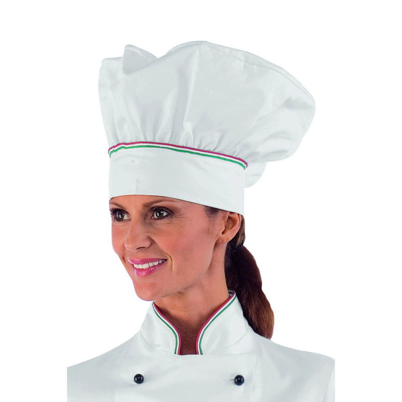 Cappello Cuoco Bianco Tricolore Regolabile in cotone Isacco