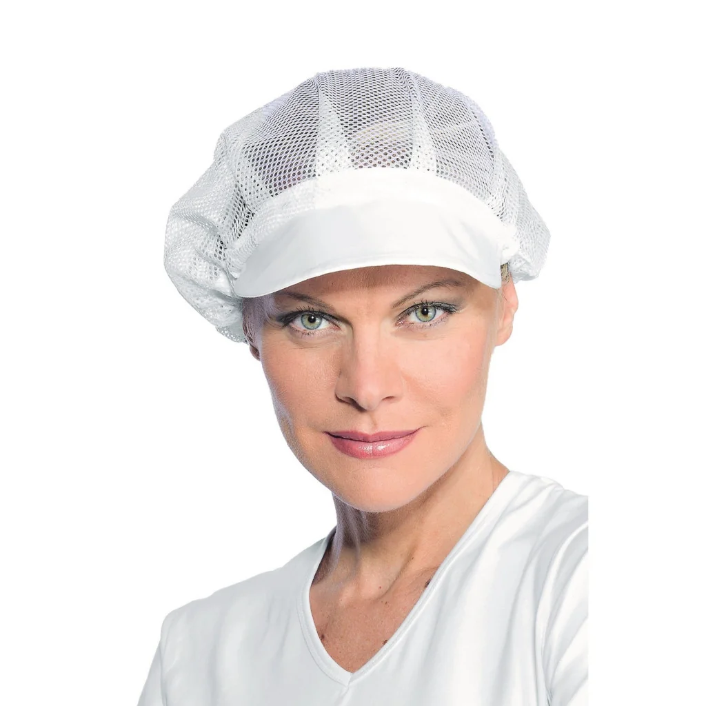 Cuffia Donna Bianca Con Rete e Visiera Isacco