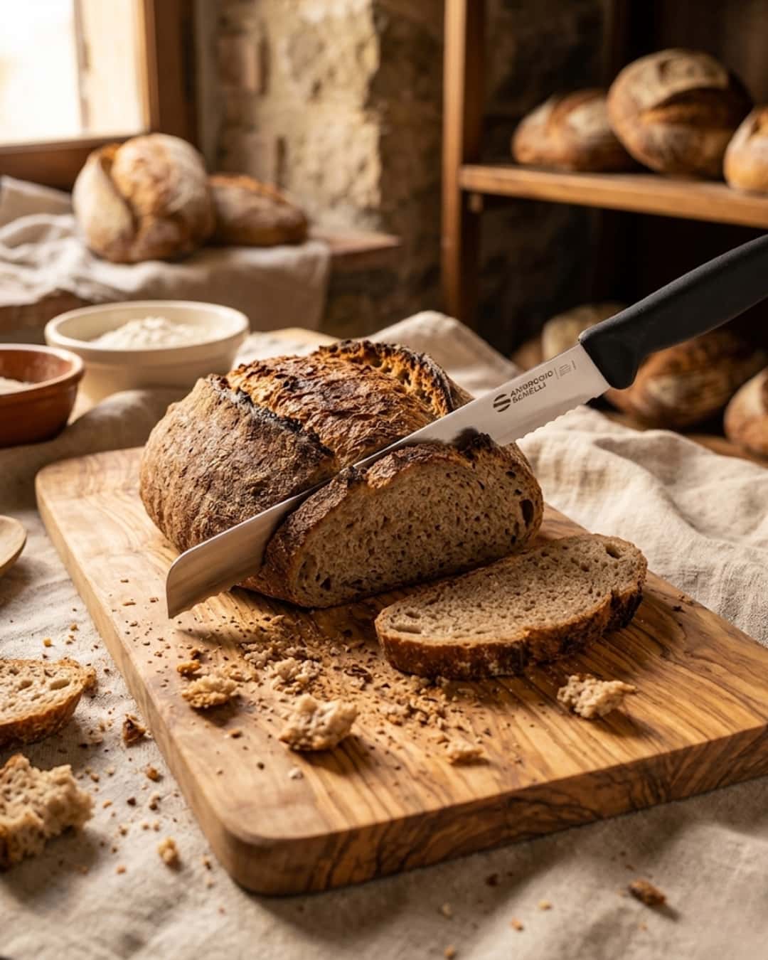 Coltello seghettato da pane professionale con lama dentata lunga